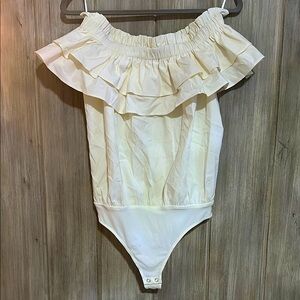 Express Cream Ruffle Detail Top